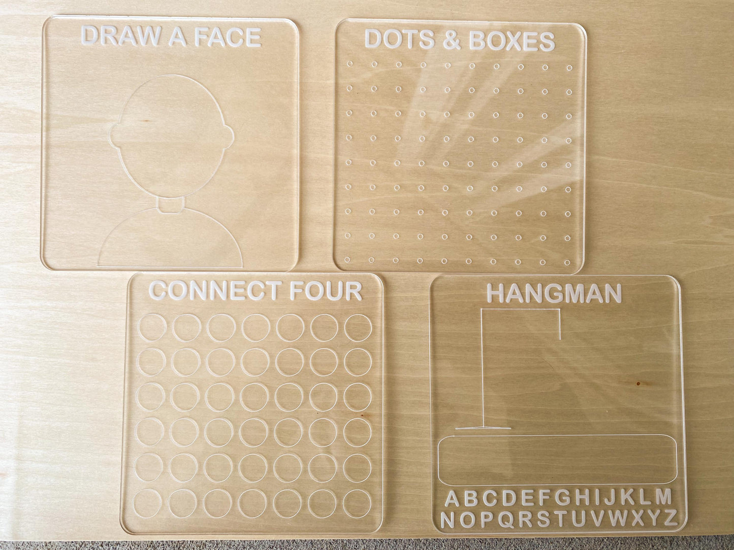 Wipeable Acrylic Game Boards Pack