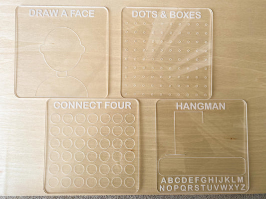 Wipeable Acrylic Game Boards Pack